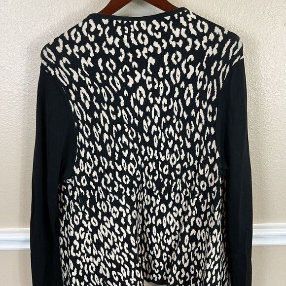 Two Sisters Women Animal Print Open Cardigan Sweater M L Cozy Warm Oversized - Picture 10 of 12